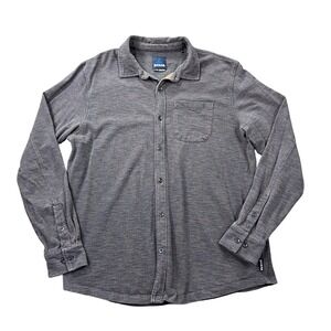 Prana Mens XL Ronnie Long Sleeve Button Up Shirt‎ Pocket Heathered Gray
